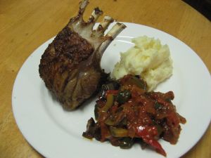 Tasty dinner treats - lamb, caponata and mashed potatoes