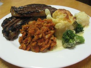 Steak and three veg